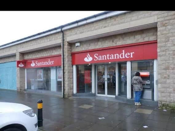 The Briercliffe branch of the Santander bank that was targeted by raiders on Monday evening.