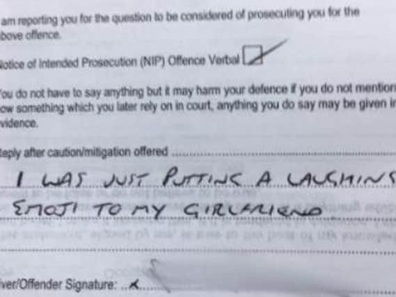 The sheet was handed back to officers with this excuse