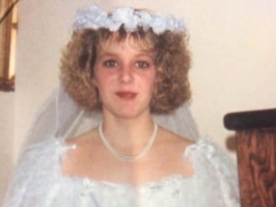 Kellie Carlin, who has died at the age of 48, on her wedding day.