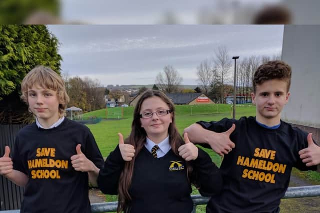 Students supporting the campaign (from left to right) Connor Ingham, Phoenix Eastham and Harry Dillon Eastham