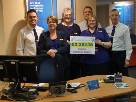 Staff at the Burnley branch of the Swinton Group have raised over 3,000 for Pendleside Hospice by taking part in a series of voluntary activities