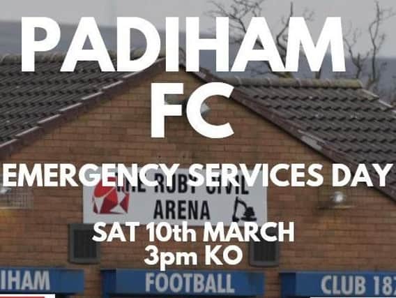 Padiham FC will be offering free admission to members of the emergency services.