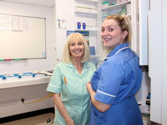 Healthcare Assistant Dot OMeara and Staff Nurse Joanne Hartley work on the Chemotherapy Unit at Royal Blackburn Teaching Hospital