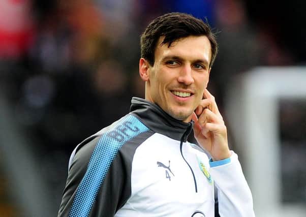Burnley's Jack Cork during the pre-match warm-up 

Photographer Ashley Crowden/CameraSport

The Premier League - Swansea City v Burnley - Saturday 10th February 2018 - Liberty Stadium - Swansea

World Copyright Â© 2018 CameraSport. All rights reserved. 43 Linden Ave. Countesthorpe. Leicester. England. LE8 5PG - Tel: +44 (0) 116 277 4147 - admin@camerasport.com - www.camerasport.com