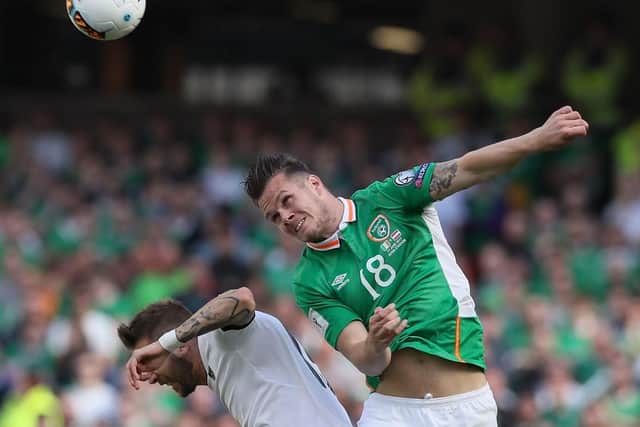 Kevin Long in action for the Republic of Ireland.
