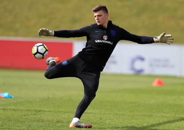 England goalkeeper Nick Pope during the training session at St George's Park, Burton. PRESS ASSOCIATION Photo. Picture date: Tuesday March 20, 2018. See PA story SOCCER England. Photo credit should read: Mike Egerton/PA Wire. RESTRICTIONS: Use subject to FA restrictions. Editorial use only. Commercial use only with prior written consent of the FA. No editing except cropping.