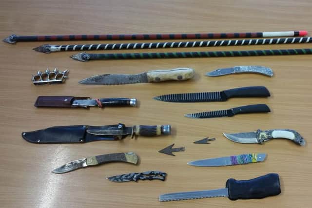 A selection of the knives handed in to Lancashire police stations during official collections. (s)