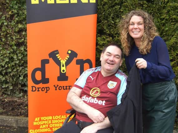 Patient Tony Ruth with Pendleside's retail manager Catherine Argyle