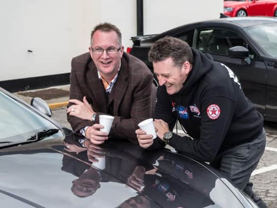 Enjoying a coffee at an earlier Cars and Coffee event at Rolls-Royce Leisure, Barnoldswick