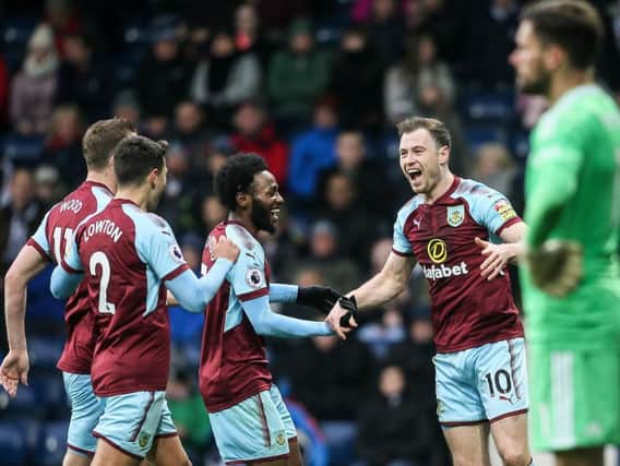 Ashley Barnes celebrates his spectacular opener with his team-mates