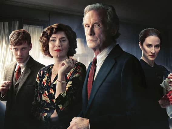 The cast of Ordeal By Innocence, not just another chintz-athon. From left, Luke Treadaway, Anna Chancellor, Bill Nighy and Morven Christie