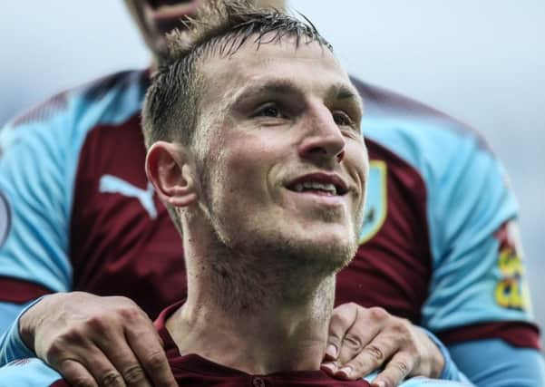Burnley's Chris Wood is all smiles after scoring their second goal

Photographer Andrew Kearns/CameraSport

The Premier League - West Bromwich Albion v Burnley - Saturday 31st March 2018 - The Hawthorns - West Bromwich

World Copyright Â© 2018 CameraSport. All rights reserved. 43 Linden Ave. Countesthorpe. Leicester. England. LE8 5PG - Tel: +44 (0) 116 277 4147 - admin@camerasport.com - www.camerasport.com