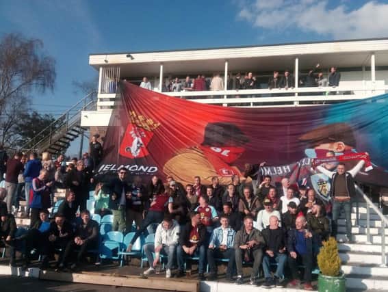 Burnley and Helmond fans mingling after the Leicester City match earlier this month.