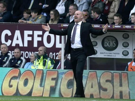 Burnley manager Sean Dyche reacts from his technical area at Turf Moor