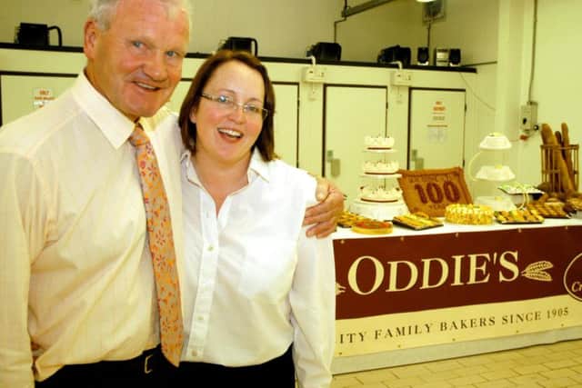 Mr Bill Oddie, the owner of the popular family bakery who has died at the age of 76, with his daughter Lara.