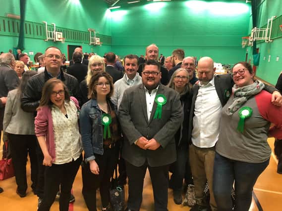 The Green Party celebrates winning its first seat in Burnley