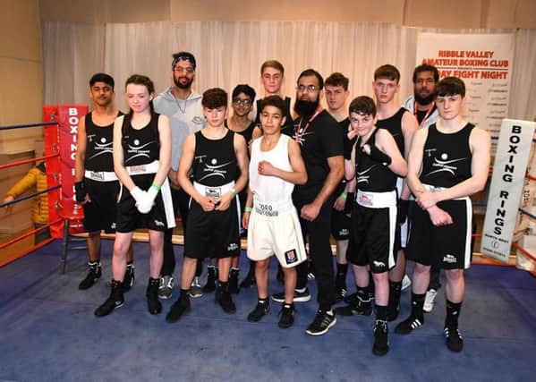 Ribble Valley ABCs first show team  Saf (head coach), Reuben Gaskill, Dan Moon, Milo Ronchetti, Hamza Shehzad, Ihsan (coach), Abdullah Shehzad. Front row: Callum Worts, George Leach, Taj (coach), Toro Croft Senior, Drew Coulston and Bethany Wild