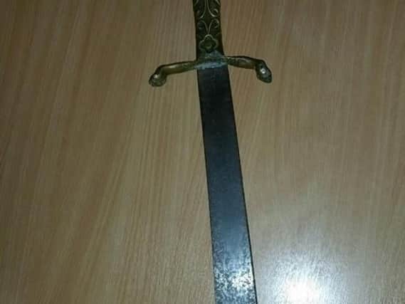 A man was arrested in Burnley town centre after brandishing this sword