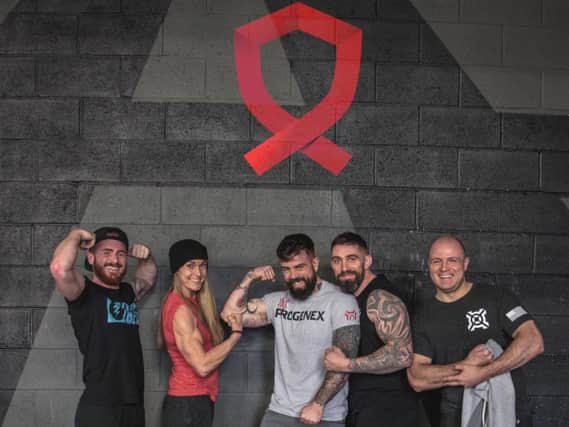(From left) Sean Hickey (Extreme Bean Co), Samantha Briggs (Crossfit Athlete & fittest women on earth 2013), Scott Britton (Battle Cancer Co-Founder), Peter Williams (Battle Cancer Co-Founder), and John Priest (Battle For Middle).