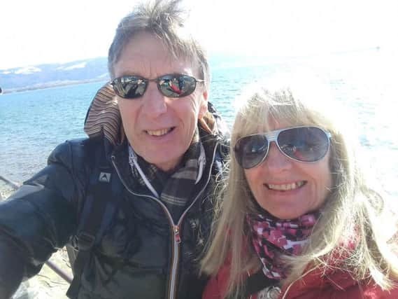 Zip-wire fundraisers: Peter and Linda Gibbings.