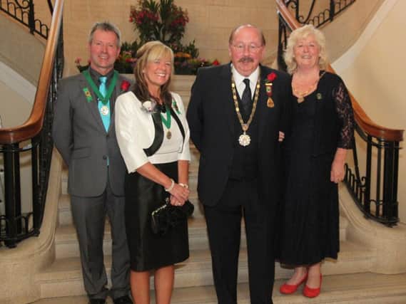 The new Mayor of Padiham Andy Tatchell with Mayoress Lorna Tatchell and deputies Howard and Tricia Hudson