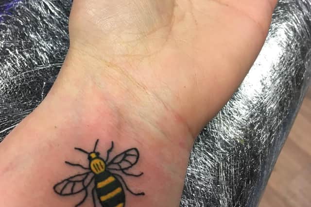 The Manchester Bee tattoo that Ruth had following the attack.