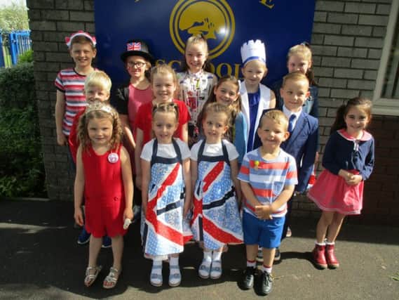 Some of the pupils dressed in red, white and blue.