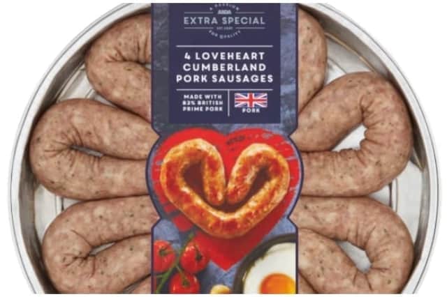 If you want to treat you and your partner to a romantic meal this Valentine’s Day, Asda may have dished up the perfect dish in the form of its new love heart-shaped sausage (Photo: Asda)